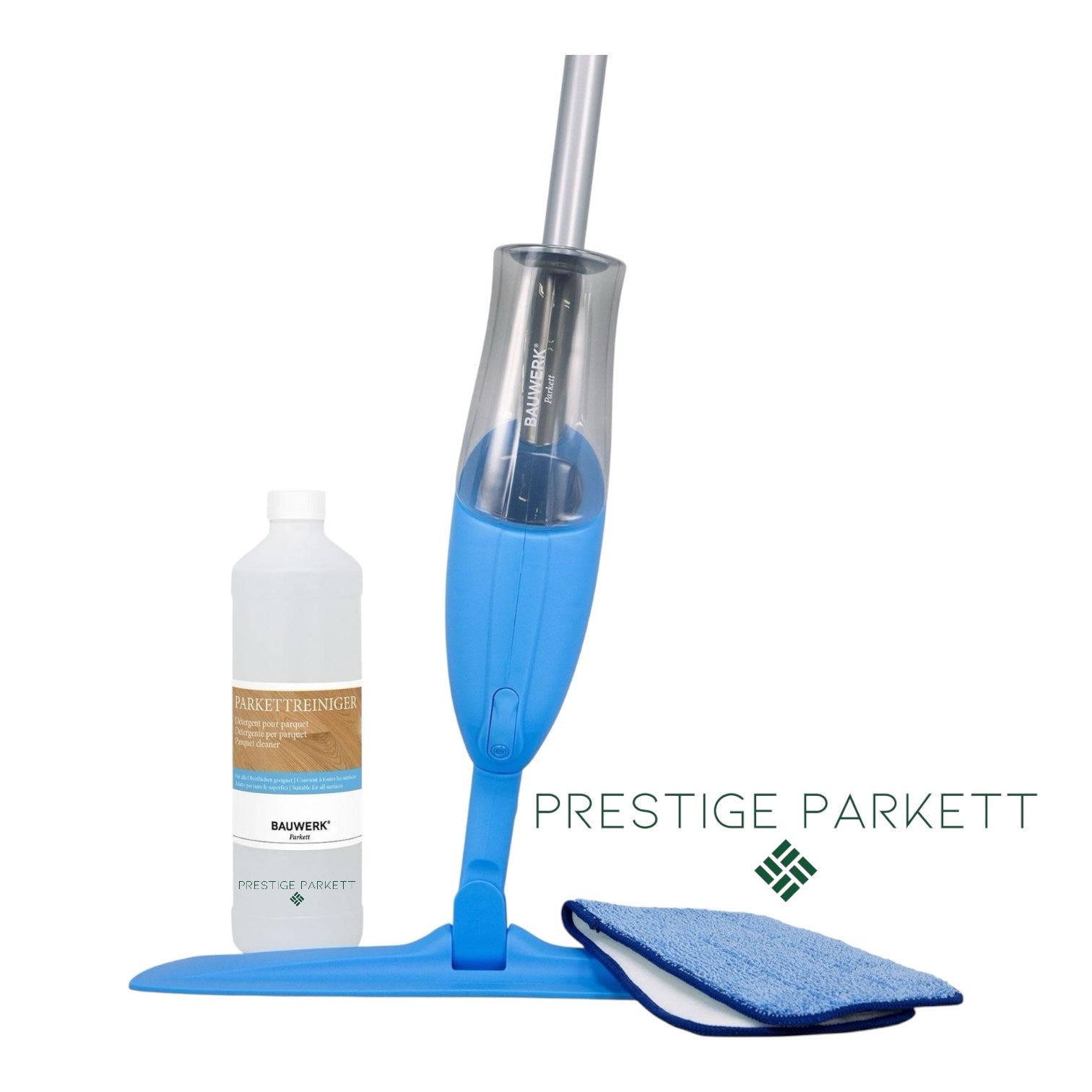 Bauwerk Spraymop - Set | Bodenwischer für geölte, versiegelte, gewachste und B - Protect Parkettoberflächen - Prestige Parkett