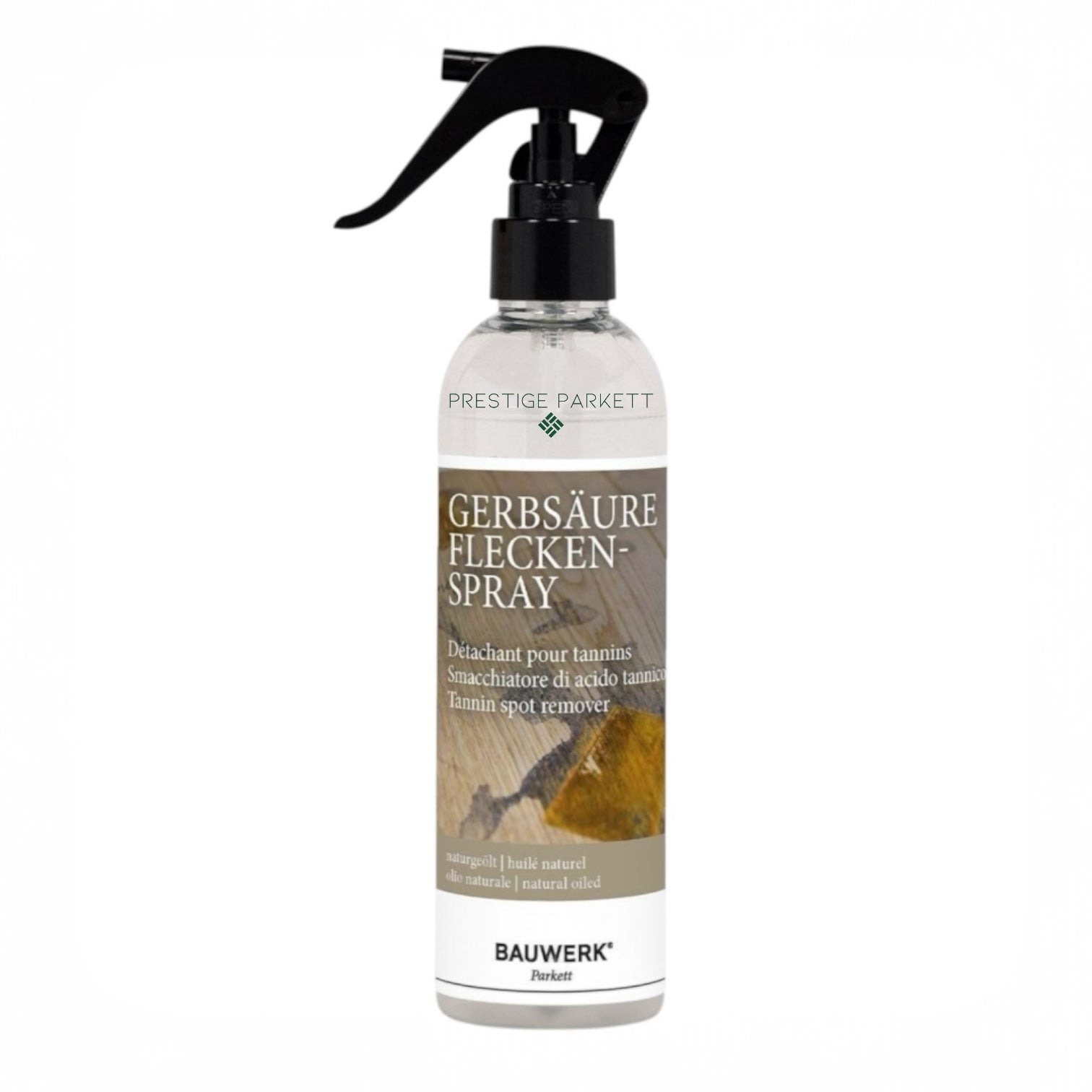 Bauwerk Gerbsäureflecken-Spray | + gratis Schwamm | gegen oxidierte Flecken auf geöltem Parkett