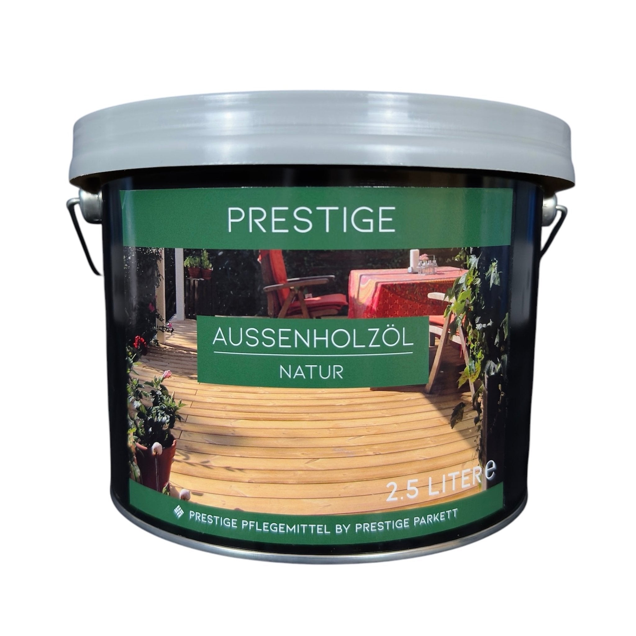 PRESTIGE Aussenholz - Öl | Für Holzterrassen & Gartenholz - UV - Schutz - Prestige Parkett