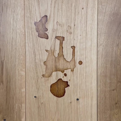 PRESTIGE Holzreiniger Plus | entfernt Wasser-, Öl-, Rotwein- & Gerbsäurenflecken auf Parkettoberflächen | + gratis Schwamm